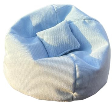 Generisch Miniatur-Stuhl Für Puppen - Handgefertigter Sitzsack & Kuschelsofa | 15 Cm Mini-Sitz Für Puppenhaus & Kinderzimmer, Weiches Stoff-Design Für Sammler & Mädchen, Blau/Lila/Rosa