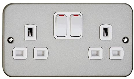 Deta M1209DP Metalclad Switch Socket with Surface Box 13 Amp - 2 Gang DP