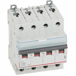 408122 Disjoncteur Tétrapolaire 50a - 4p Courbe D - 6/10ka - à Vis - Legrand Dx3