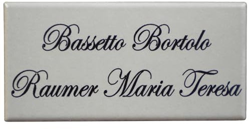 GUIZZO Creart - Targa Personalizzata Nomi/Via in Ceramica, Targhetta Personalizzata Modificabile con Numero Civico Esterno, Targhetta Porta Ingresso Personalizzata Made in Italy, 10x5H cm, Bianco