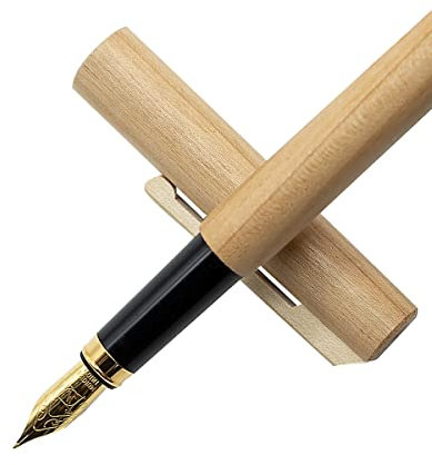 4betterdays.com NATURlich leben! Füller/Füllfederhalter inkl. GRATIS Tintenkonverter aus lackiertem Kirschholz Federstärke M - nachhaltige Handarbeit aus Deutschland