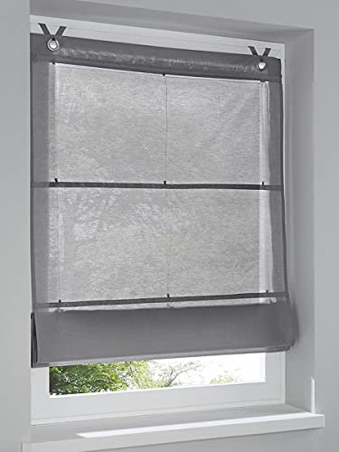 Raffrollo/Ösenrollo Kessy Bessy grau 100 * 140 cm