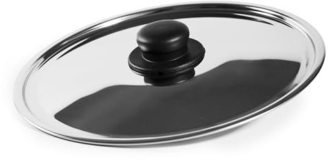 Zanetti, Couvercle en inox, couvercle en acier inoxydable, diamètre 30 cm, poignée plastique, convient aux casseroles et poêles, lavable au lave-vaisselle