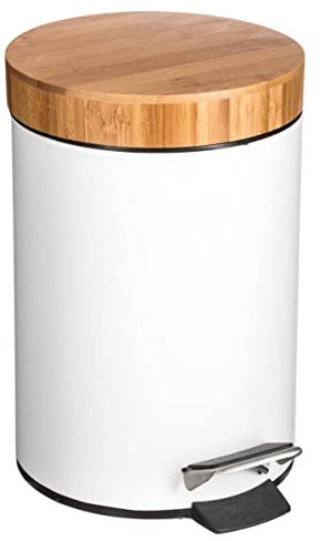 5five - Papelera naturéo de bambú con Tapa 3l Blanca