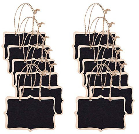 ZARRS Mini Tafel, 12 Stück Klein Tafel Schiefertafel Mit Hängenden String Anzahl Anschlagbrett für Party Hochzeit Tisch Küche Shop Home Office Nummer Nachricht