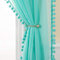 MIULEE Vorhänge mit Pompons-Niedlich Türkis Gardinen 2-set für Kinderzimmer, Transparent Gardinen mit Pompons für Wohnzimmer Jugendzimmer, Dekoschals Durchsichtig Vorhang mit Bommeln,2XH 225 X B 140cm