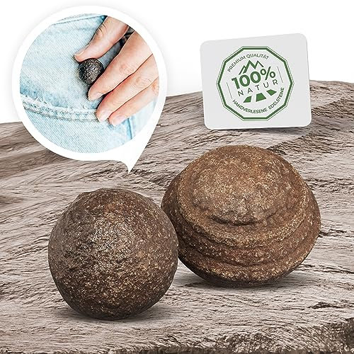 PURAJA Paar Original Moqui Marbles mit Echtheitszertifikat | Lebende Steine in Premium Qualität | Direkt aus dem Hopi Indianer - Gebiet im Westen der USA (Größe XL 28-38mm)