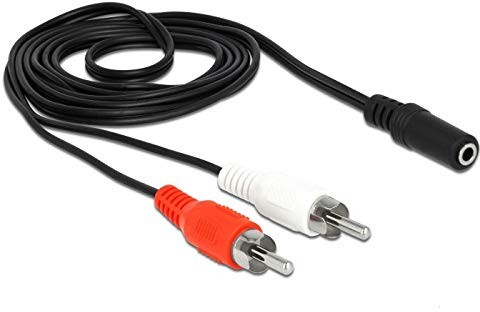 DELOCK Audio Kabel 2 x Cinchstecker zu 1 x 3,5 mm 3 Pin Klinkenbuchse 1,4 m