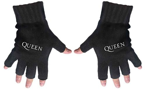 Queen Guanti Classic Band Logo Nuovo Ufficiale Nero Fingerless Size One Size