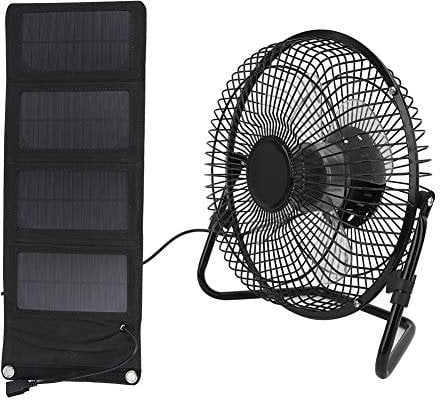 Alomejor Ventilatore Pannello Solare da Campeggio da 8 Pollici con Caricatore per Telefono Pieghevole a Energia Solare per Pesca