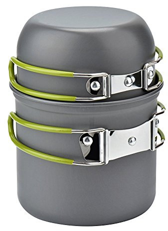 Queta Cookware Set, Mess Kit with 2 Aluminium Non-Stick Pots, Portable for 1-2 People, Camping, Hiking, Backpacking, Picnic