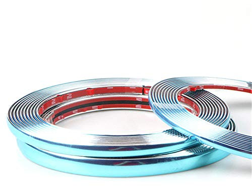 iSpchen Auto Dekoration Zierleisten Glänzend Selbstklebend Chromleiste Dekorative Klebeband Streifen,5M Auto Chrom Zierleiste Klebeband Streifen Auto Stoßstange Schutz Aufkleber Silber