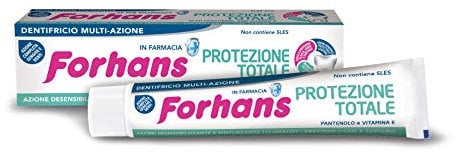 Forhans, Dentifricio Protezione Totale, Dentifricio Multi Azione con Proprietà Lenitive, Rigeneranti, Antibatteriche, Previene Cattivo Alito, Placca e Carie, Non Contiene SLES - 75 ml