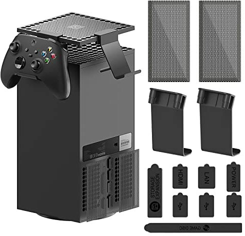 Dust Cover Controller Mount Compatible with Xbox Series X - 2 in 1 Game Accessories with Dust Filter Cover Compatible with XSX Console and 2 Holder Hanger Stand for Series X Controller & Game Headset