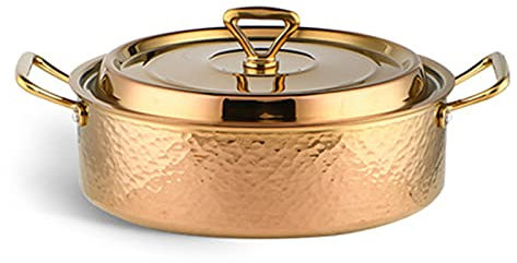 ksamwjf Tri-ply Stainless Steel Stockpot with Lid，3.8 Quarts Double Handle Hammer-Printed Thickened Stock Pot， Dishwasher Safe，for Induction Cooktop Gas Stove