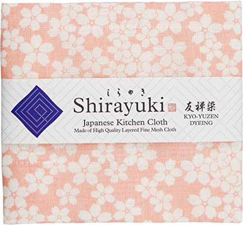 Shirayuki Japanisches Küchentuch KYO-Yuzen aus geschichtetem Feinmaschigem Tuch, Geschirrtuch, Tischtuch, Handtuch, Hergestellt in Japan (Pink, Kirschblüten)