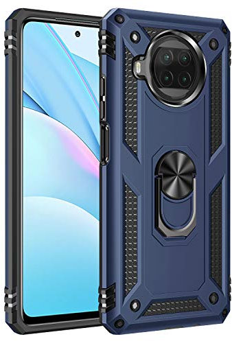 Coque pour Xiaomi Mi 10T Lite Housse Antichoc avec Anneau Rotatif Aimant 360 Degrés Etui Magnétique Rigide Dure Armure Bague Support Renforcée (Xiaomi Mi 10T Lite, Bleu)