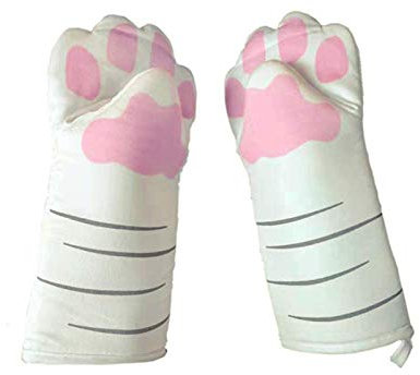 YXSH 3D Cartoon Cat Paws Oven Gloves Print Cotton Microwave Oven Mitt Anti-scalding Heat Resistant Baking Insulation Kitchen Gloves