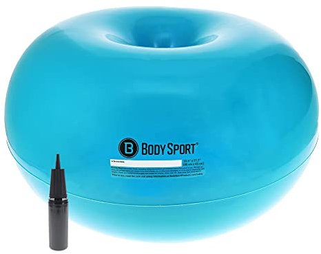 Body Sport Donutball, Blaugrün, 85.1 cm.x45 cm.,Langlebiger, aufblasbarer Gymnastikball für Balance- und Stabilitätstraining, im Büro, im Fitnessstudio oder im Klassenzimmer