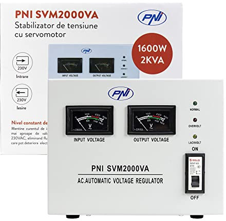 Stabilizzatore di tensione PNI SVM2000VA con servomotore, uscita 1600W, 7,2A, 230V