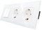 CNBINGO Solecke Doble con interruptor de luz, con placa de vidrio, moderno interruptor de pared Blanco de vidrio cristalino, con material fluorescente, interruptor de 2 bandas de 1 vía, 10A 250V