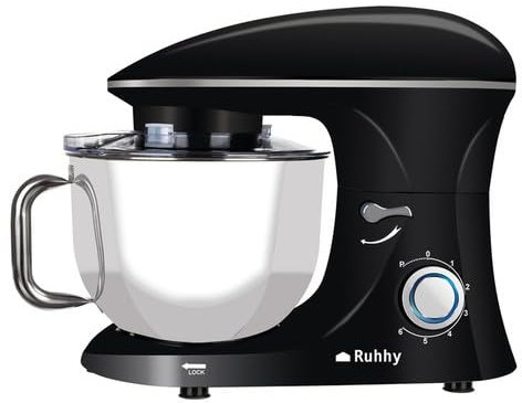 Ruhhy Robot culinaire bol en acier inoxydable 6,2 l, 2200 W - 6 niveaux de vitesse + fonction pulse appareils de cuisine pour gâteaux et pain avec accessoires de cuisson pour les chefs 16747