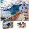 Universal Castle Puzzle 1000 Teile Fotopuzzle Europa Wahrzeichen Landschaft Erwachsene und Kinder ab 14 Jahren Puzzle Spielzeug (Scandinavian Island)
