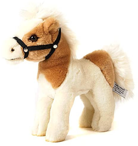 Uni-Toys - Pferd, stehend, beige-weiß (ohne Sattel) - 23 cm (Länge) - Plüschtier, Kuscheltier