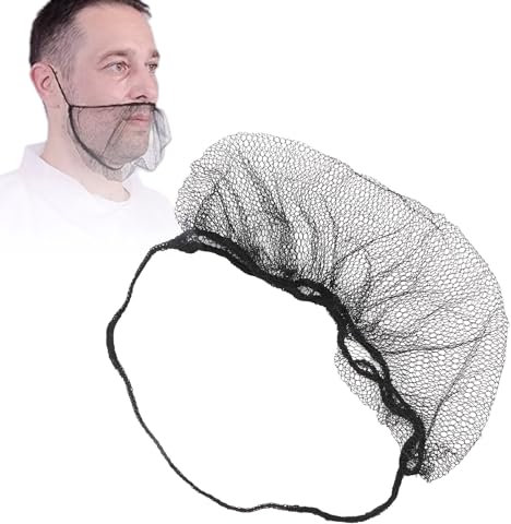 100 Pièces Protège-Barbe Couvre-Barbe Jetable pour Hommes en Nylon Respirant Barbe Filet Couvre (Le noir)