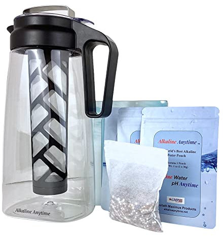 Alkaline Water Filter Pitcher with Infuser, Tritan Pitcher with Lid 2L | 9.5 pH Alkaline Filters | Tea Pitcher | Tritan BPA Free Ice Coffee Maker | Infuser Pitcher (100g Filter)