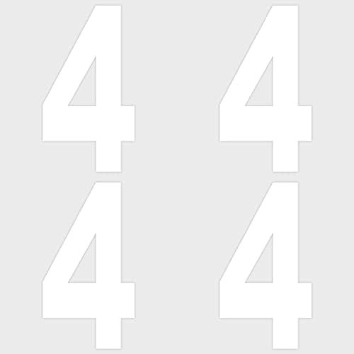Bin Numbers 4 for Wheelie Bins (Pack of 4 Stickers) - Choice of 0-9 Bin Numbers - White Self Adhesive Vinyl Wheelie Bin Numbers, 17.3cm Long Wheelie Bin Stickers for waste bin, garbage bin
