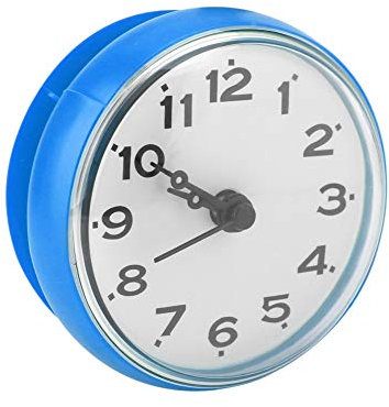 TOPINCN Wanduhr mit Saugnapf, Wasserdicht Rund Zubehör Uhr Mini Uhr Wasserdicht Miniatur Schlafzimmeruhr (Blau)