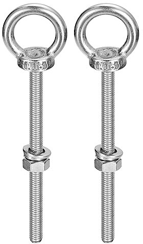 sourcing map Bullone ad occhiello di sollevamento, 2 set di bulloni a occhiello M6 x 80 mm con dado rondella in acciaio inox 304 anello di sollevamento per appendere oggetti