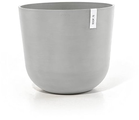 Ecopots Blumentopf Oslo Hell Grau - mit Wasserversorgung - Durchmesser Ø 25 cm rund groß - Pflanzentopf aus Recycling Kunststoff - Übertopf modern für Indoor und Outdoor