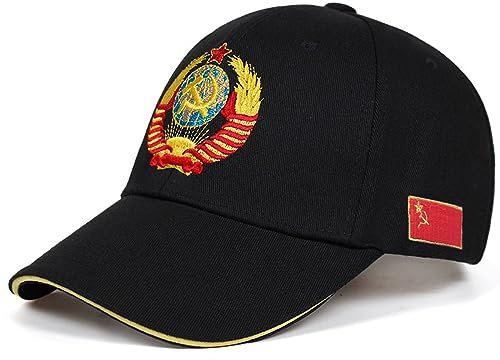 WOUND Basecap Herren Russisches CCCP-Nationalemblem, Baseballkappe, Baumwolle, Snapback-Kappen, Verstellbarer Sonnenhut, Outdoor-Visierhüte, Schwarz 1, Einheitsgröße