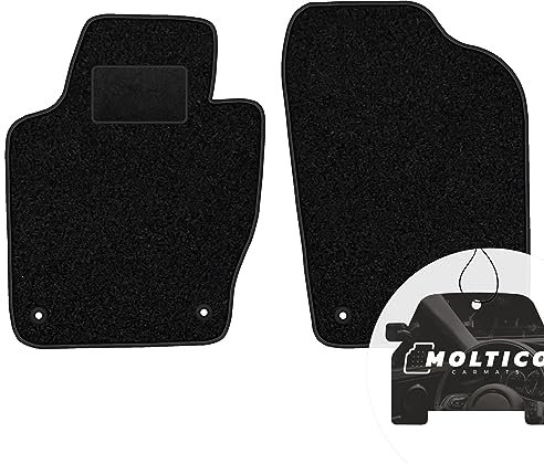 moto-MOLTICO Vorne Fußmatten Auto Velours Autoteppiche Schwarz Automatten Set 2-teilig passend für VW Polo 6R 2009-2017