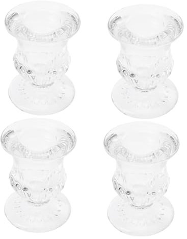 Abaodam 4 Stück Stangenwachsbasis Esstisch Basis kerzenständer klarer Kerzenhalter Hochzeit Mittelstücke Hochzeitskerzenhalter transparenter Kerzenhalter Glas Ornamente europäischer Stil