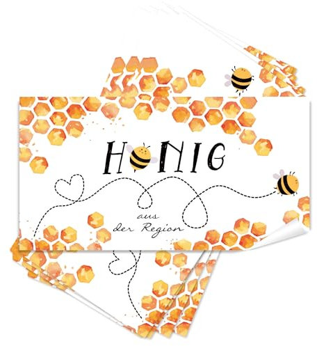 Logbuch-Verlag 25 Honig aus der Region Aufkleber Bienenwaben Bienen Sticker Imker Zubehör Honigglas Etiketten Imkereibedarf 10 x 5 cm
