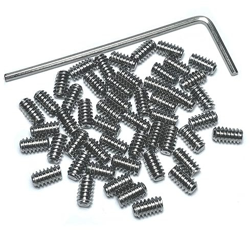 ZDingTech 60pcs Set Screws 10-24 x 1/4 inch 304 Stainless Steel Allen Head Hex Hexagon Socket Set Screws with 3/32 Allen Wrench,Set Grub Screws Hex Allen Head Socket Set Screws.(1/4 Length)