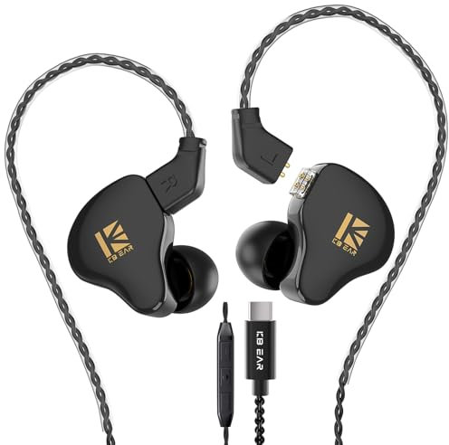 KBEAR KS1 - Auricolari con cavo USB C, suono cristallino, per iPhone 15 Pro Max Plus Samsung Galaxy s23 s22 s21 s20 Ultra, cuffie ad alta risoluzione per cantanti musicisti