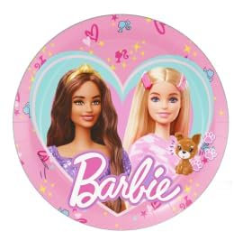 BeenSmile, BARBIE 8 PIATTI 18 CM, Piatti Monouso per Feste di Compleanno per Bambini, Articoli per Decorazioni di Feste a Tema