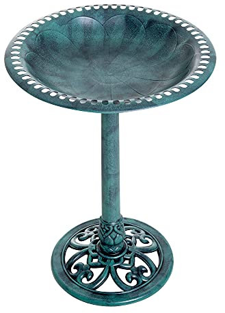 Outsunny 50cm Bird Bath for Garden Outdoor Birdbath Stand Decorative Green