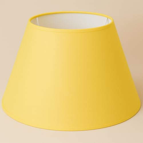 45 cm Lampenschirm, Baumwollstoff mit weißer PVC-Rückseite, handgefertigtes Produkt, für Tischlampe, Stehlampe (Gelb)