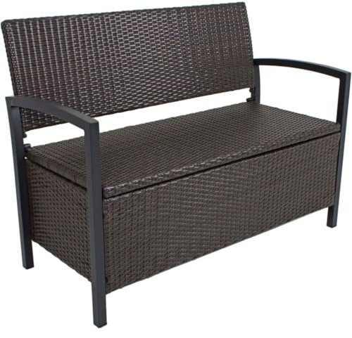 möbelando Gartenbank >Ferrara< in Grauer aus Kunststoff, Aluminium - 58x117x86cm (LxBxH)