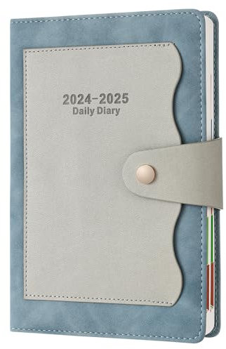 Terminplaner 2024 2025, Seite pro Tag, Hardcover-Organizer, Juli 2024 bis 2205, Tagesplaner, Tagebuch, Mitteljahresplaner, Wochenplaner, Monatsplaner 24/25, mit Innentasche, Lesezeichen (blau)