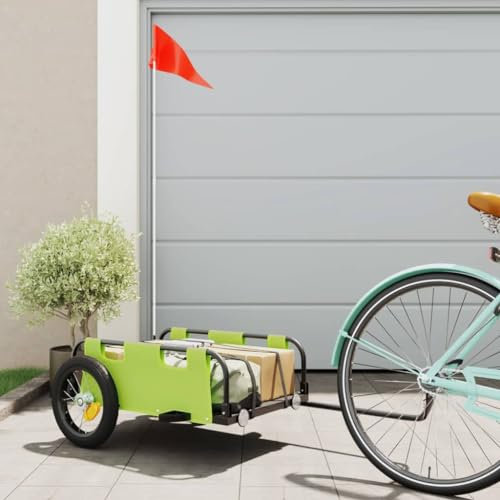 Rantry Fahrradanhänger Grün Oxford Stoff und Eisen, Fahrrad Cargo Anhänger, Fahrrad Groß Cargo Wagon Anhänger, Fahrrad Cargo Storage Cart Radfahren Camping Gepäck Lagerung Träger Transport