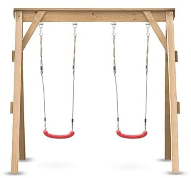 Wood & Play Alicja Schaukelset mit Zwei Sitzen - Vielseitiger Spielplatz für draußen - Selbstmontage, einfach zu montieren - Vielseitig einsetzbar - Sicher und stabil - 180 x 210 cm