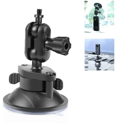 PULUZ Action Camera Suction Cup Mount for Insta360 X4 X3 ONE X2, Sport Camera Vacuum Suction Mount 1/4 Screw Rotation Magic Arm Car Windshield Window Mount for Gopro, OSMO etc.