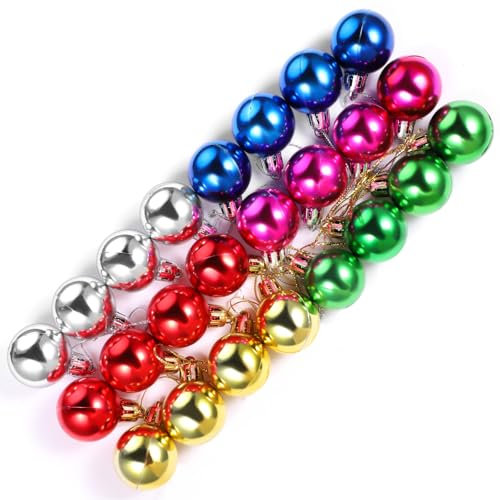 JIEYAO 1.2 Inches Colored Christmas Balls Ornaments, Mini Shatterproof Ball Living Room Garden Decoration Wall Xmas Tree Decor Supplies