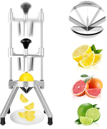 Commercial Lemon Cutter 8-Section with V-Shaped 420 Stainless Steel Blades Stainless Steel Blade Fruit Lemon Slicer Wedges Cutter for Fruits and Vegetables for Home&Commercial Use